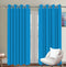 Cotton Solid Turquoise Blue 5ft Window Curtains Pack Of 2