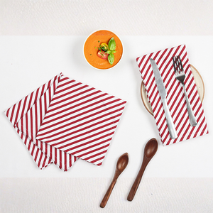 Cotton Xmas Candy Stripe Maroon Table Napkins Pack of 4