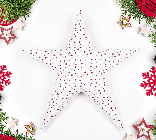 Cotton Christmas Ricco Star Designed, Bell / Candy / Star / Tree Shaped Cushion with Recron Filled Pack Of 1 pc