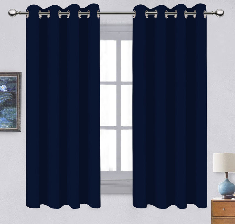 Cotton Solid Blue 7ft Door Curtains Pack Of 2