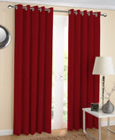 Cotton Solid Cherry Red 5ft Window Curtains Pack Of 2