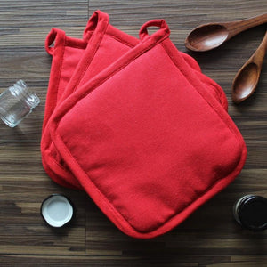 Cotton Solid Red Pot Holders Pack Of 3 freeshipping - Airwill