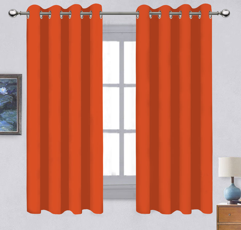 Cotton Solid Orange 7ft Door Curtains Pack Of 2
