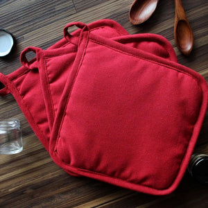 Cotton Solid Cherry Red Pot Holders Pack Of 3 freeshipping - Airwill