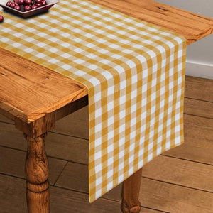 Cotton Gingham Check Yellow 152cm Length Table Runner Pack Of 1 freeshipping - Airwill