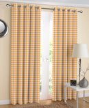 Cotton Gingham Check Yellow 7ft Door Curtains Pack Of 2