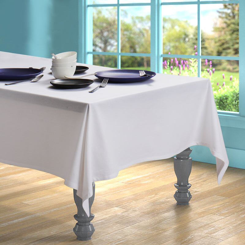Cotton Solid White 8 Seater Table Cloths Pack Of 1