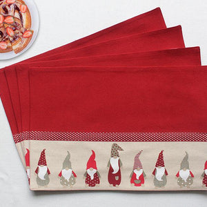Cotton Gnomo Border One Side Table Placemats Pack Of 4 freeshipping - Airwill
