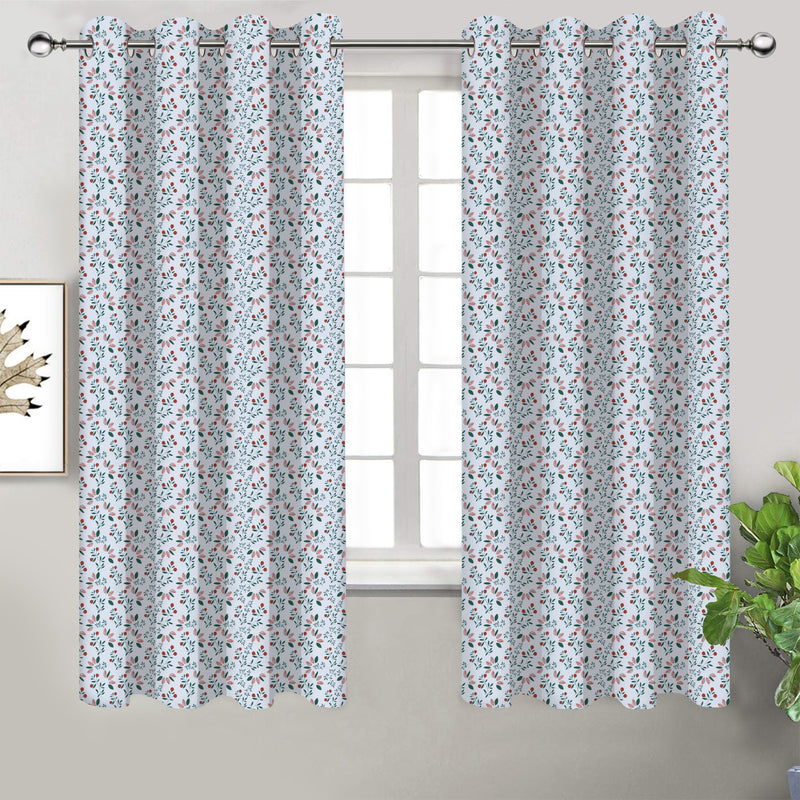 Cotton Kathambari Leaf 7ft Door Curtains Pack Of 2