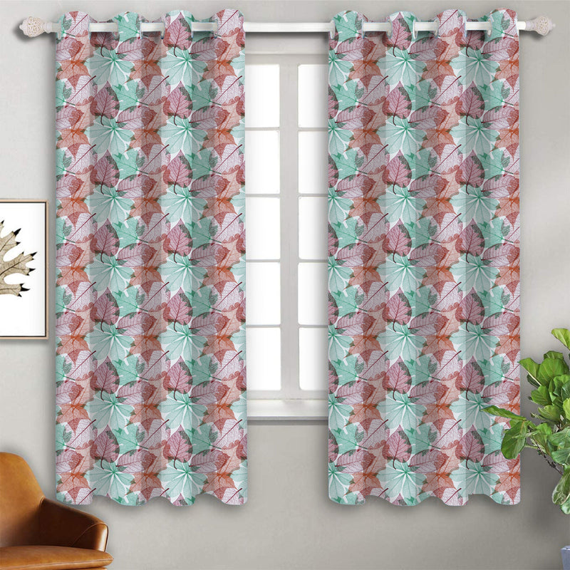 Cotton Vein Leaf Long 9ft Door Curtains Pack Of 2