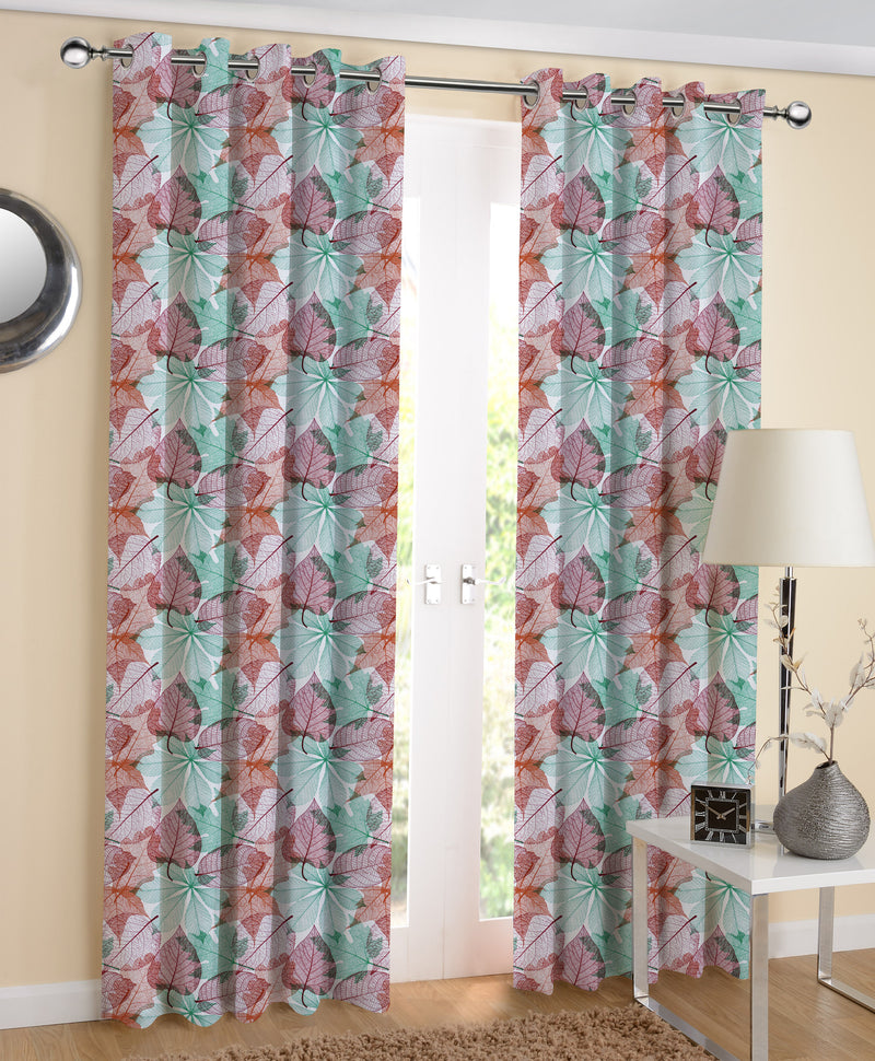 Cotton Vein Leaf 5ft Window Curtains Pack Of 2