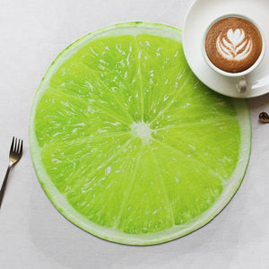 Cotton Designer Lemon Fruit Shaped Table Placemats Pack Of 4 freeshipping - Airwill