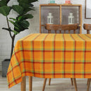 Cotton Iran Check Orange 6 Seater Table Cloths Pack Of 1