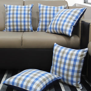 Cotton Lanfranki Blue Check Cushion Covers Pack Of 5 freeshipping - Airwill