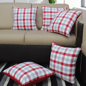 Cotton Lanfranki Red Check Cushion Covers Pack Of 5 freeshipping - Airwill