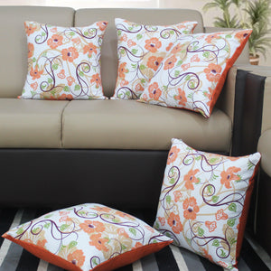 Cotton Orange Floral Cushion Covers Pack Of 5 freeshipping - Airwill