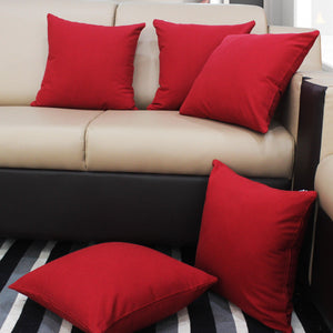 Cotton Solid Cherry Red Cushion Covers Pack of 5 freeshipping - Airwill