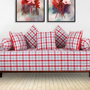 Cotton Opulent Diwan Set Red & Grey