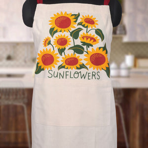 Cotton Sunflower Printed Free Size Apron