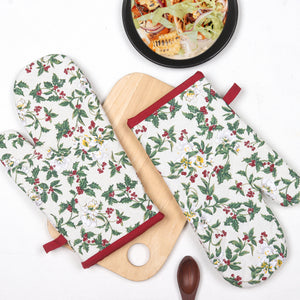 Cotton Green leafy Printed Oven Gloves Pack Of 2