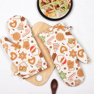 Cotton Christmas Printed Oven Gloves Pack Of 2