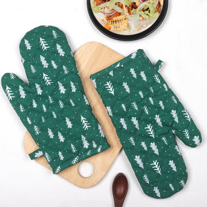 Cotton Christmas Printed Oven Gloves Pack Of 2