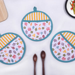 Cotton Shaped Printed Pot Holders Pack Of 3