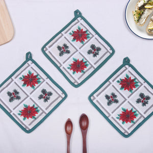 Cotton Shaped Printed Pot Holders Pack Of 3