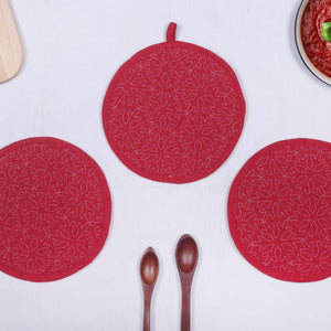 Cotton Round Shaped Pot Holders Pack Of 3