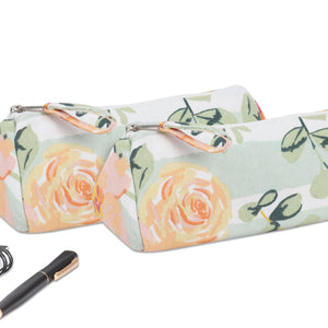 Cotton Orange  Floral Pencil Pouches - Pack of 2 pcs