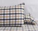 Cotton Checkered Bedsheet with Pillow Covers (Grey, Yellow) - available sizes, Single, Double/Queen, King and Super King