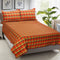 Cotton Dobby Checkered Double Bedsheet with 2 Pillow Covers (Pack of 3, Orange)
