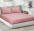 Cotton Striped Bedsheet with Pillow Covers (Red) - available sizes, Single, Double/Queen, King and Super King