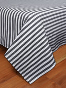 Cotton Striped Double Bedsheet with 2 Pillow Covers (Pack of 3, Black)