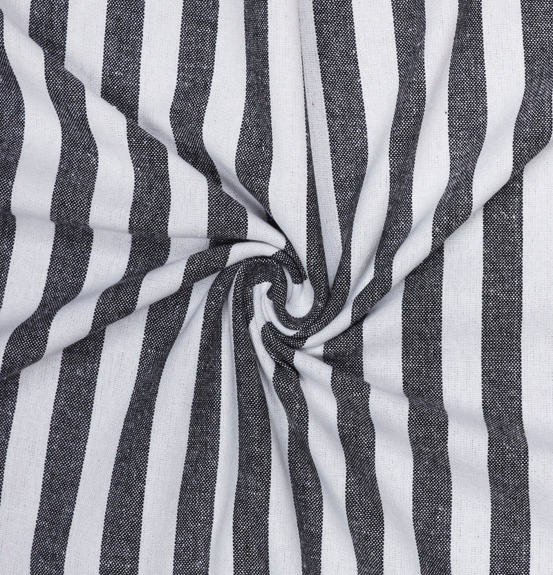 Cotton Striped Bedsheet with Pillow Covers (Black) - available sizes, Single, Double/Queen, King and Super King