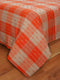 Cotton Designer Dobby Checkered Double Bedsheet with 2 Pillow Covers (Pack of 3, Orange, Beige)