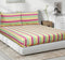 Cotton Designer Striped Double Bedsheet with 2 Pillow Covers (Pack of 3, Pink, Yellow, Green)