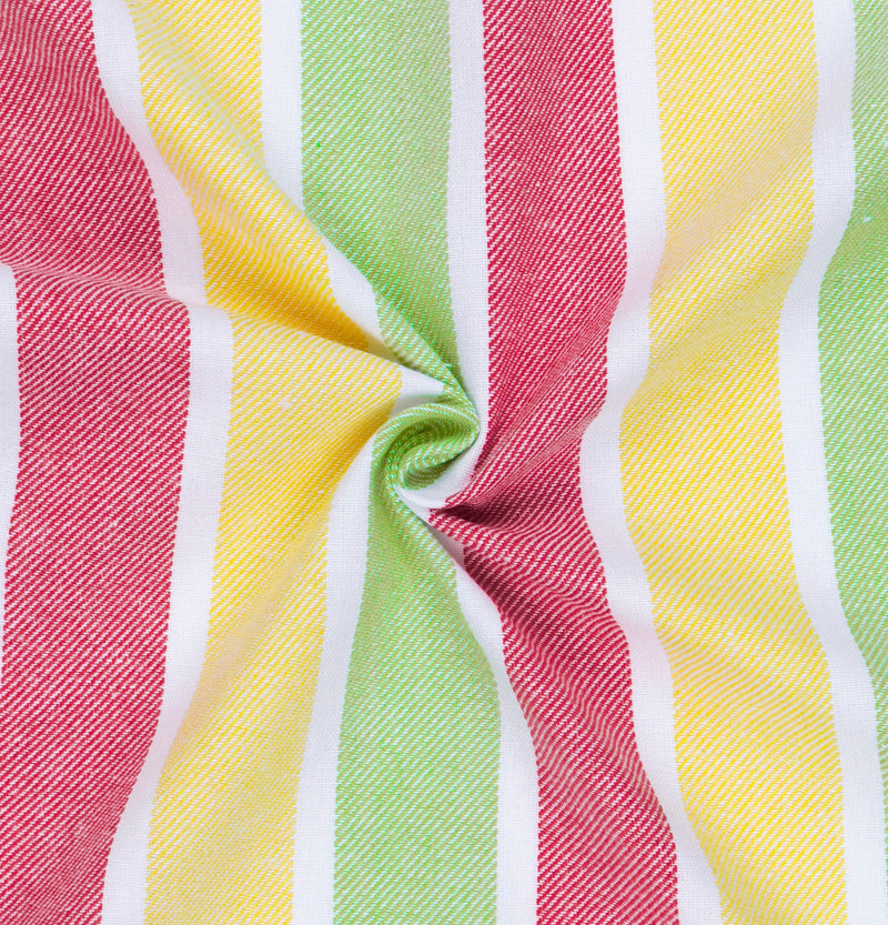 Cotton Designer Striped Bedsheet with Pillow Covers (Pink, Yellow, Green) - available sizes, Single, Double/Queen, King and Super King