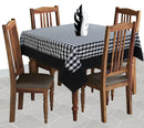 Cotton Gingham Check Black with Attached Border Table Cloths Pack of 1 - (2 to 8 Seaters)