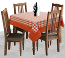 Cotton Gingham Check Orange with Attached Border Table Cloths Pack of 1 - (2 to 8 Seaters)