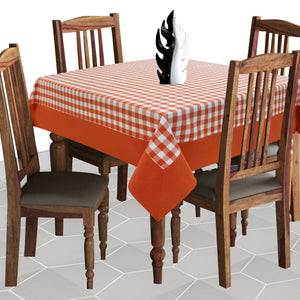 Cotton Gingham Check Orange with Border 4 Seater Table Cloths Pack of 1 freeshipping - Airwill