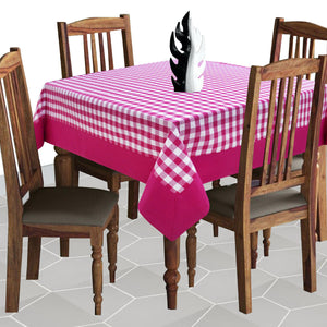 Cotton Gingham Check Pink with Border 4 Seater Table Cloths Pack of 1 freeshipping - Airwill