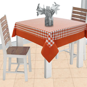 Cotton Gingham Check Orange with Border 2 Seater Table Cloths Pack of 1 freeshipping - Airwill