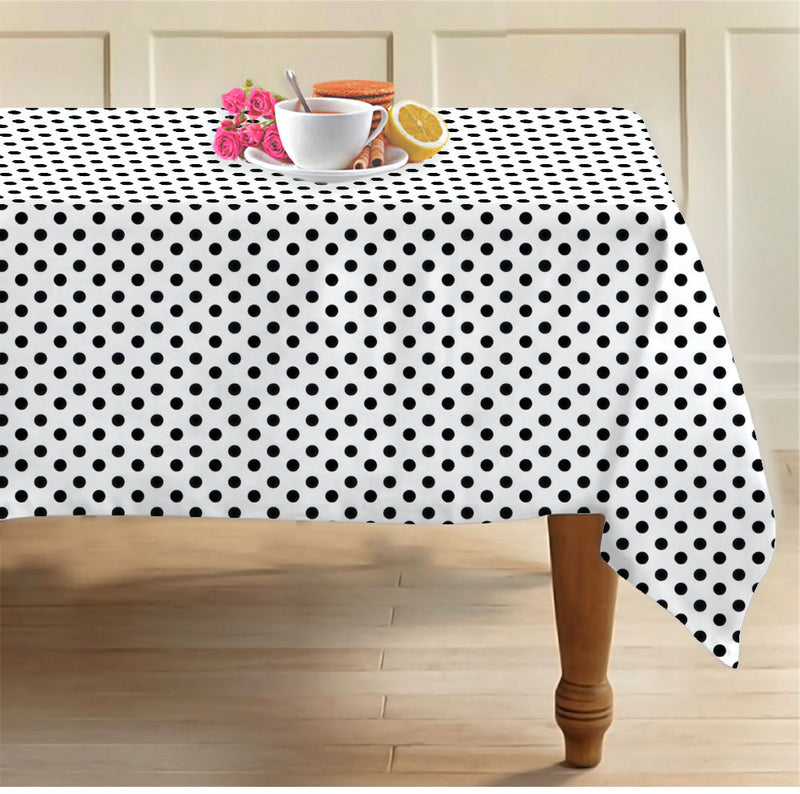 Cotton White Polka Dot Table Cloths Pack Of 1 - (2 to 8 Seaters)