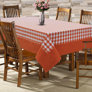 Cotton Gingham Check Orange with Border 6 Seater Table Cloths Pack of 1 freeshipping - Airwill