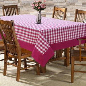 Cotton Gingham Check Pink with Border 6 Seater Table Cloths Pack of 1 freeshipping - Airwill