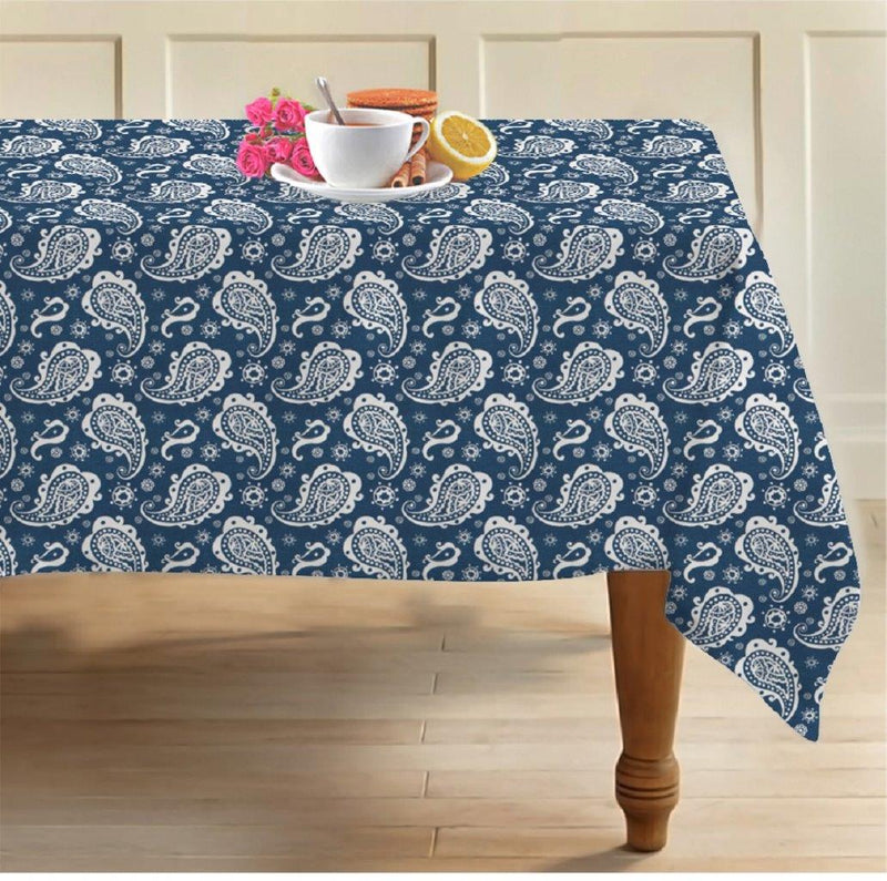 Cotton Blue Paisley Table Cloths Pack Of 1 - (2 to 8 Seaters)