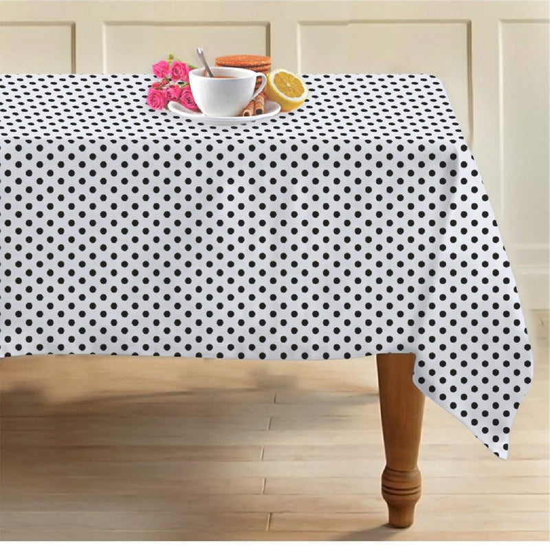 Cotton White Polka Dot Table Cloths Pack Of 1 - (2 to 8 Seaters)