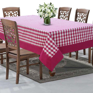 Cotton Gingham Check Pink with Border 8 Seater Table Cloths Pack of 1 freeshipping - Airwill