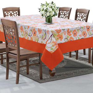 Cotton Orange Flower with Border 8 Seater Table Cloths Pack of 1 freeshipping - Airwill
